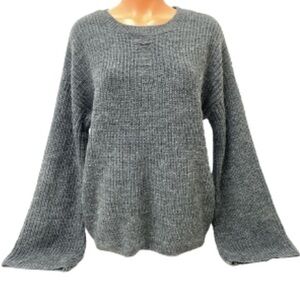 Romeo & Juliet couture dark charcoal bell sleeve distressed sweater NWT size S